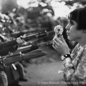 The young girl with a flower, demonstration against the war in Vietnam,