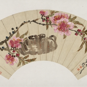 雷悦 玉壶买春图扇页  民国十三年（1924） 纸本设色 17.5×53cm   款识：玉壶买春。紫棠先生法家教之，甲子午月，雷悦。 印鉴：雷（朱文），悦（白文）