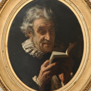 Old Man Absorbed in Reading